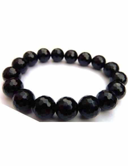 Tourmaline noire bracelet en boule facettés 10mm Tourmaline noire bracelet en boule facettés 10mm