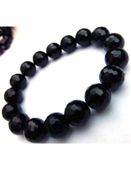 Tourmaline noire bracelet en boule facettés 10mm Tourmaline noire bracelet en boule facettés 10mm