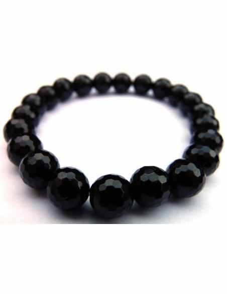 Tourmaline noire 8mm pierres facettees bracelet Tourmaline noire 8mm pierres facettees bracelet