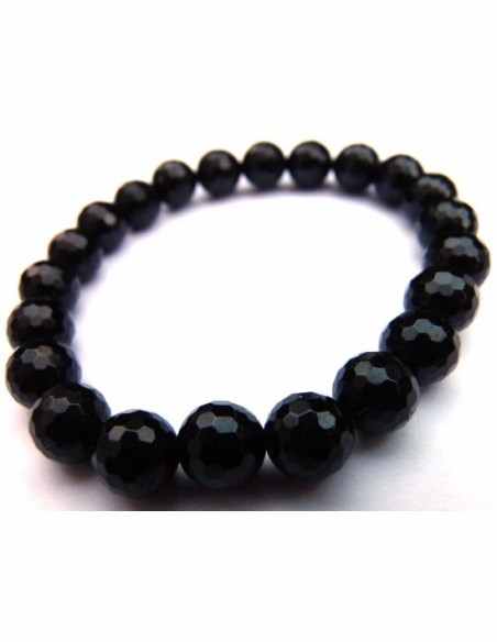 Tourmaline noire 8mm pierres facettees bracelet Tourmaline noire 8mm pierres facettees bracelet