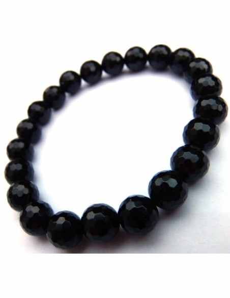 Tourmaline noire 8mm pierres facettees bracelet Tourmaline noire 8mm pierres facettees bracelet