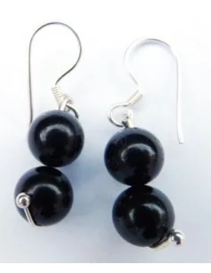 Boucles d'oreilles tourmaline noire 8mm 2