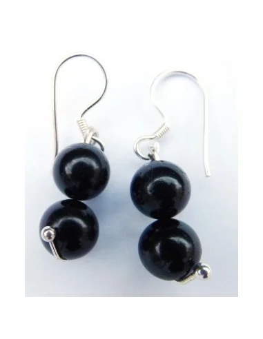 Boucles d'oreilles tourmaline noire 8mm