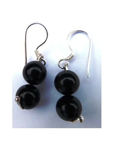 Boucles d'oreilles tourmaline noire 8mm