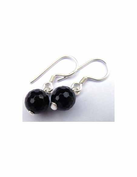 Boucles d'oreilles tourmaline noire 8mm