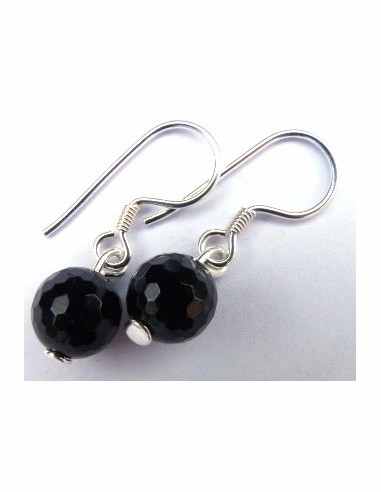 Boucles d'oreilles tourmaline noire 8mm