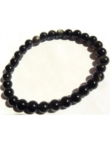 Obsidienne dore bracelet 6mm