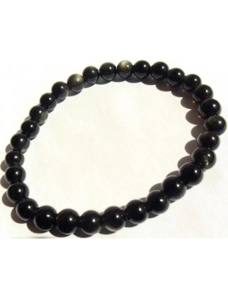 Obsidienne dore bracelet 6mm