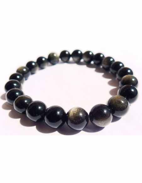 Obsidienne dore 8mm bracelet