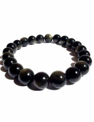 Obsidienne dore 8mm bracelet