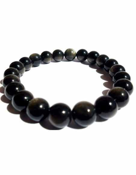 Obsidienne dore 8mm bracelet