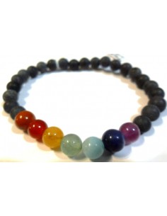 Basalt chakras Bracelet 6mm 2