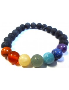 Basalt chakras Bracelet 6mm 2