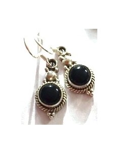 Onyx boucles oreilles argent