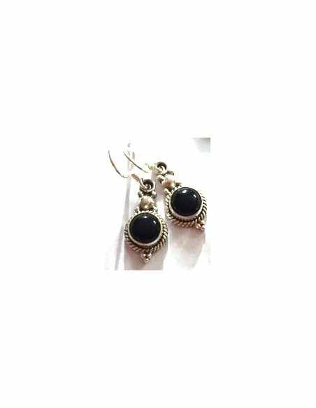 Onyx boucles oreilles argent
