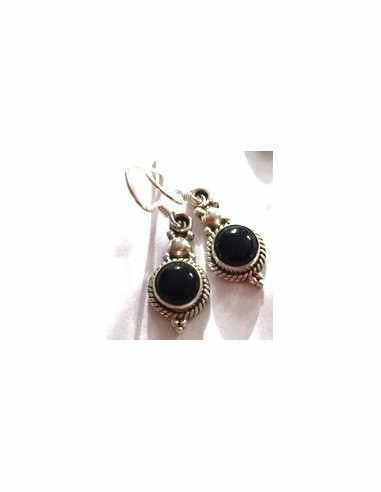 Onyx boucles oreilles argent