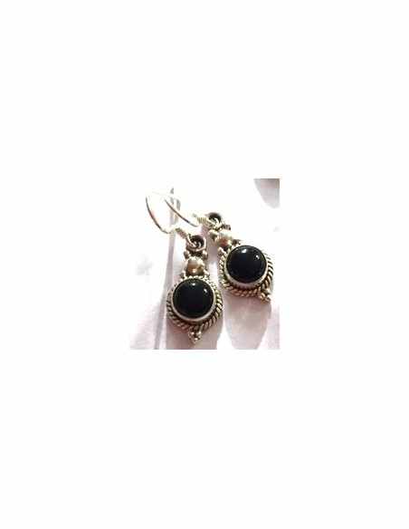Onyx boucles oreilles argent