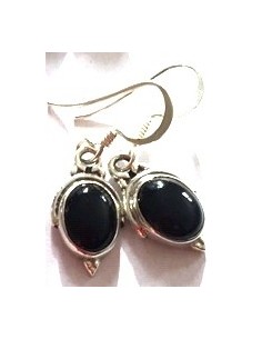 Onyx boucles d'oreilles argent