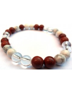 Bracelet magnesite, howlite, jaspe rouge 8mm