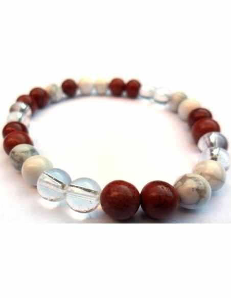 Bracelet magnesite, howlite, jaspe rouge 8mm