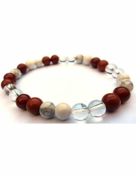 Bracelet magnesite, howlite, jaspe rouge 8mm
