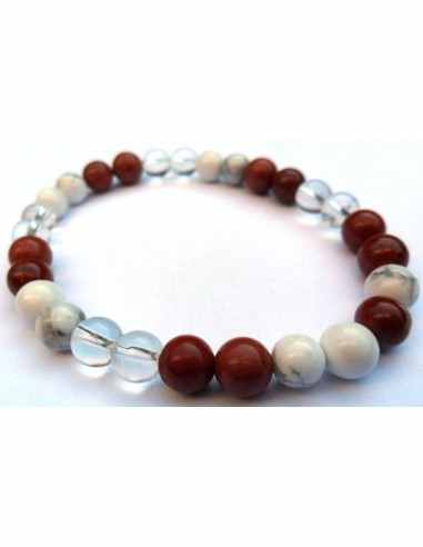 Bracelet magnesite, howlite, jaspe rouge 8mm