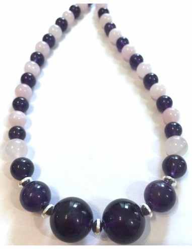 Collier Amethyste, quartz rose
