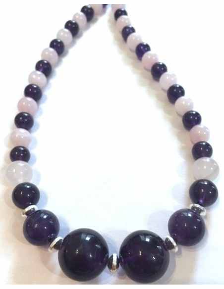 Collier Amethyste, quartz rose Collier Amethyste, quartz rose