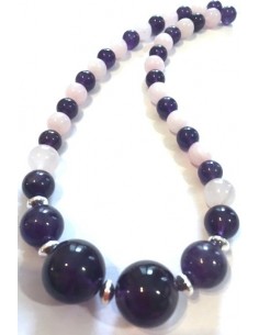 Collier Amethyste, quartz rose 2