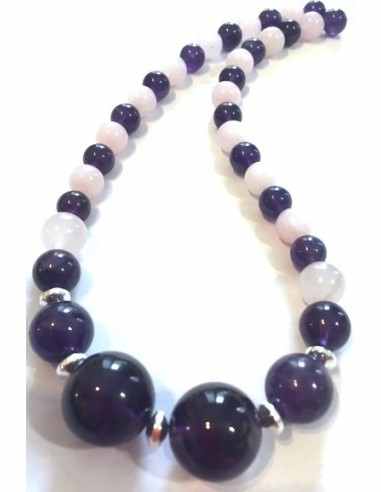 Collier Amethyste, quartz rose