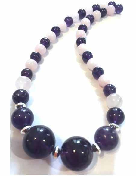 Collier Amethyste, quartz rose Collier Amethyste, quartz rose