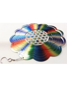 Fleur de vie acier arc-en-ciel 2