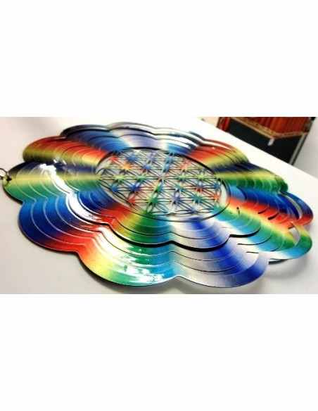 Fleur de vie acier arc-en-ciel