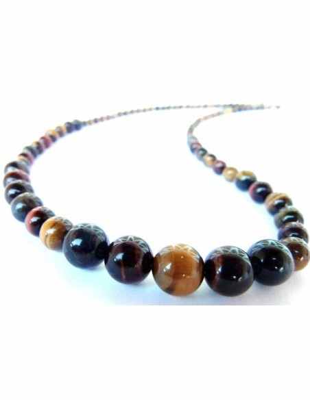 Collier en chute Oeil de tigre, faucon, taureau