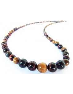 Collier chute Oeil de tigre, faucon, taureau