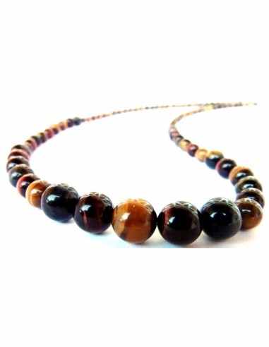 Collier chute Oeil de tigre, faucon, taureau