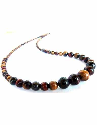 Collier chute Oeil de tigre, faucon, taureau
