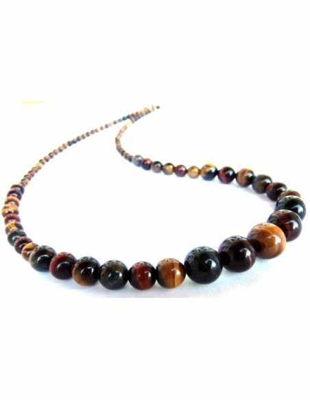 Collier chute Oeil de tigre, faucon, taureau