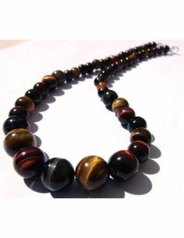 Collier chute Oeil de tigre, faucon, taureau
