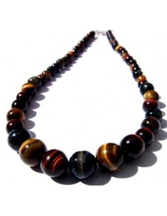 Collier chute Oeil de tigre, faucon, taureau