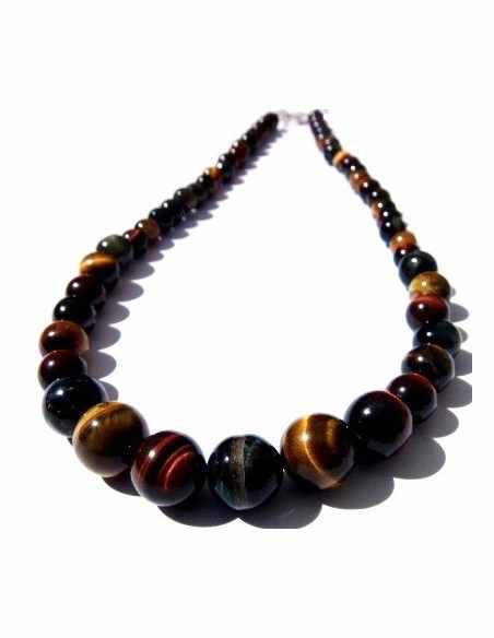 Collier chute Oeil de tigre, faucon, taureau Collier chute Oeil de tigre, faucon, taureau