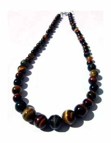 Collier chute Oeil de tigre, faucon, taureau