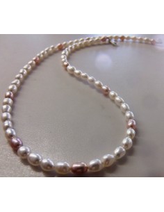 Perles collier blanche, rose