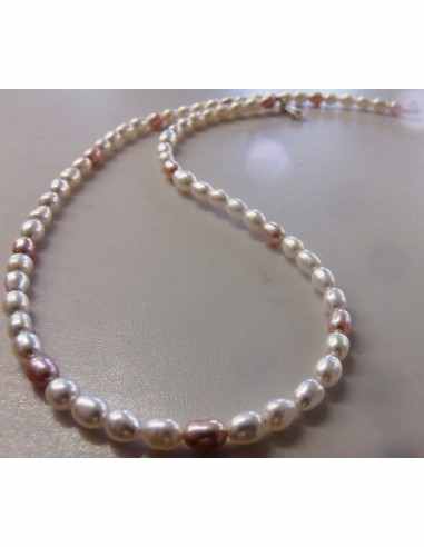Perles collier blanche, rose