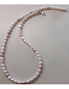 Perles collier blanche, rose 2