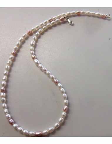 Perles collier blanche, rose