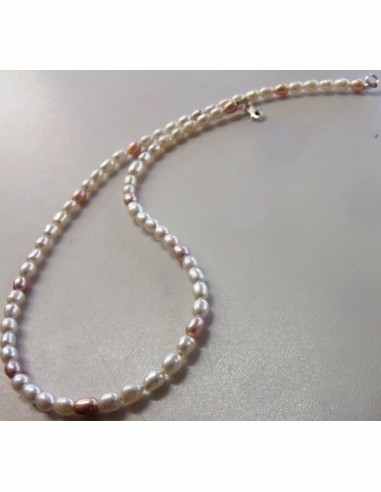 Perles collier blanche, rose