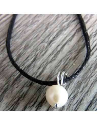 Perles eau 6mm pendentif argent