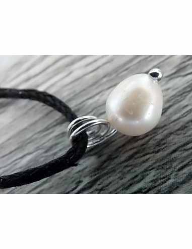 Perles eau 6mm pendentif argent