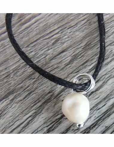 Perles eau 6mm pendentif argent